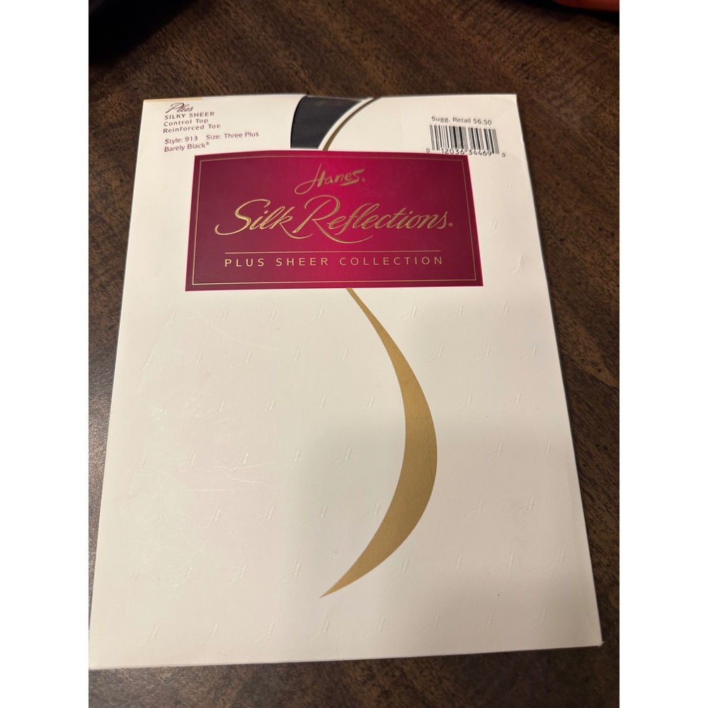 Hanes Silk Reflections Three Plus Barely Black Control Top Hosiery 3X‎